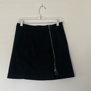 Black zip up mini skirt